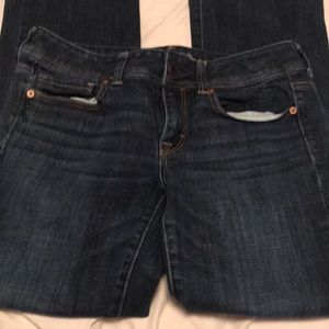 American Eagle original boot cut Jeans denim size 8 dark blue stretch